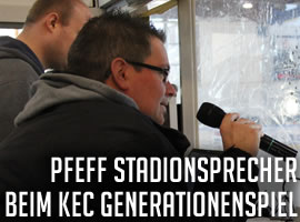 Generationenspiel des KEC – Pfeff als Stadionsprecher mit dabei